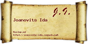 Joanovits Ida névjegykártya